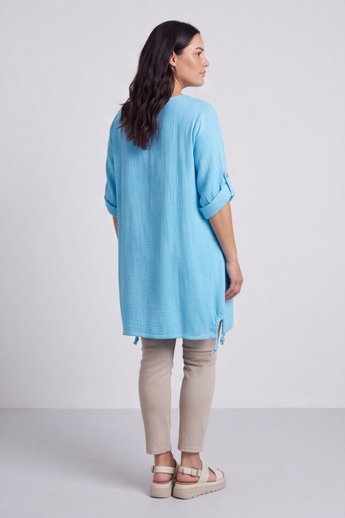 Casey Crinkle Cotton Tunic Kingfisher - Image 2