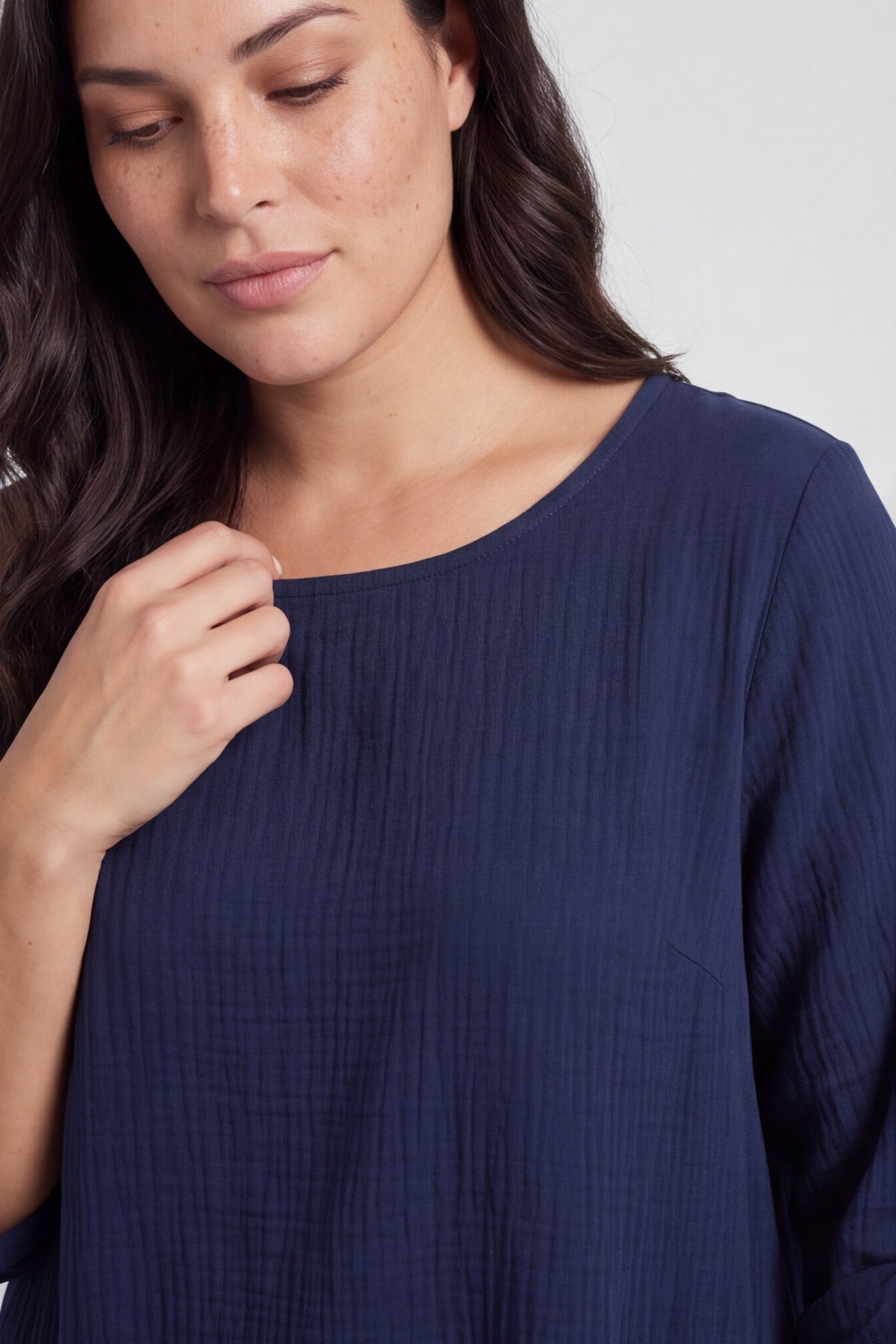 Casey Crinkle Cotton Tunic Navy