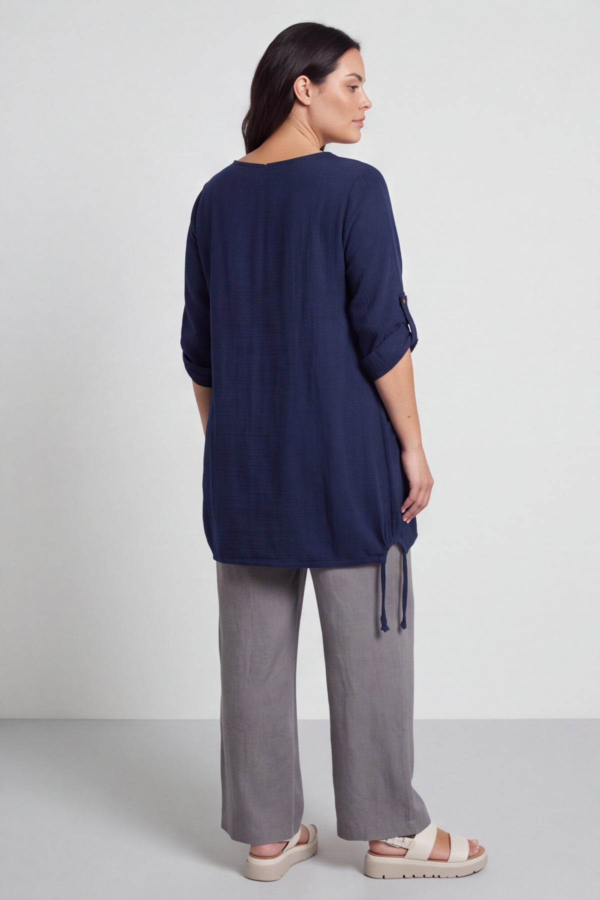 Casey Crinkle Cotton Tunic Navy
