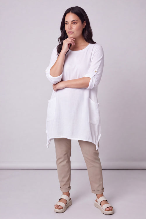 Casey Crinkle Cotton Tunic White - Image 6