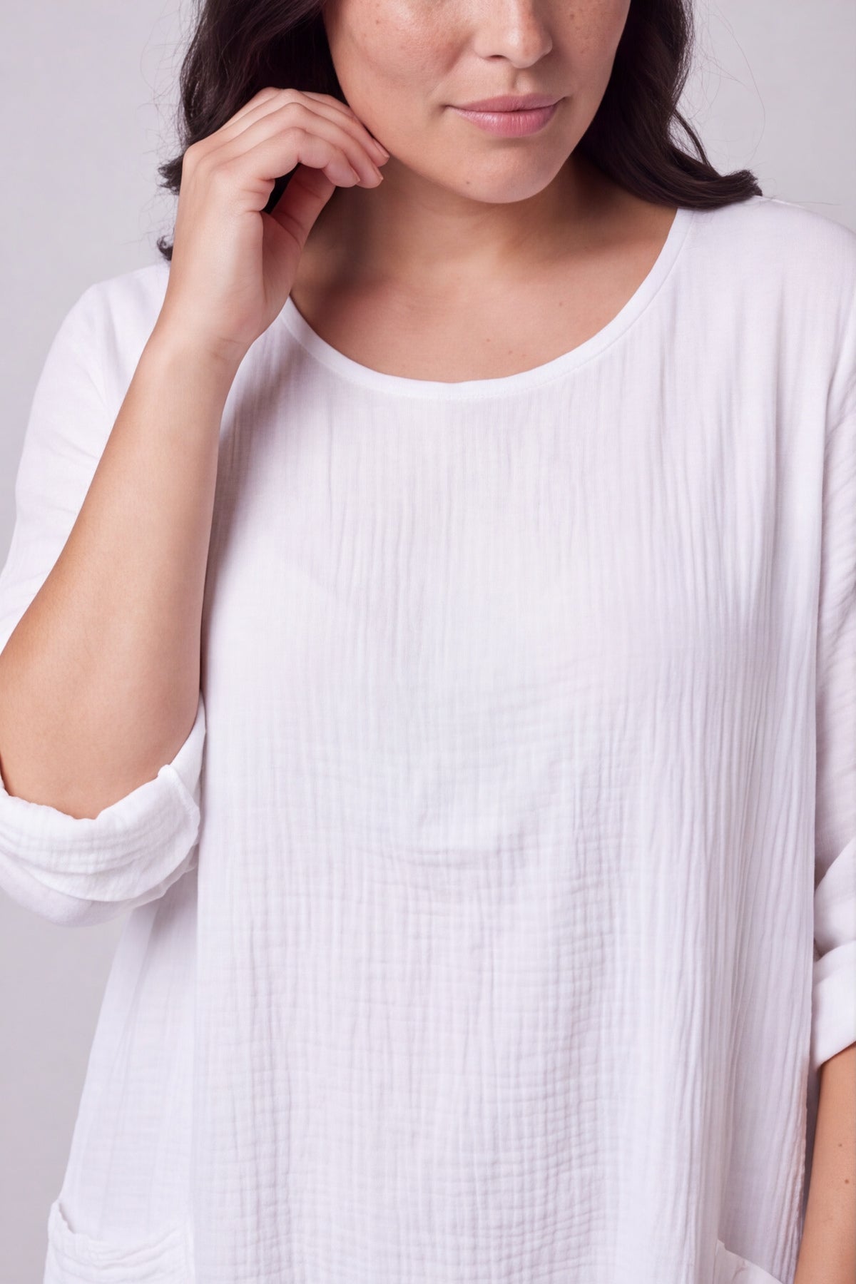 Casey Crinkle Cotton Tunic White
