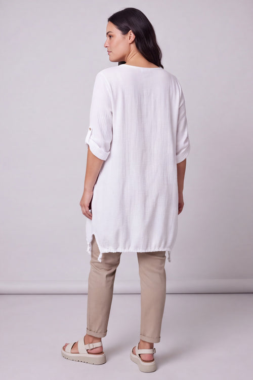 Casey Crinkle Cotton Tunic White - Image 2