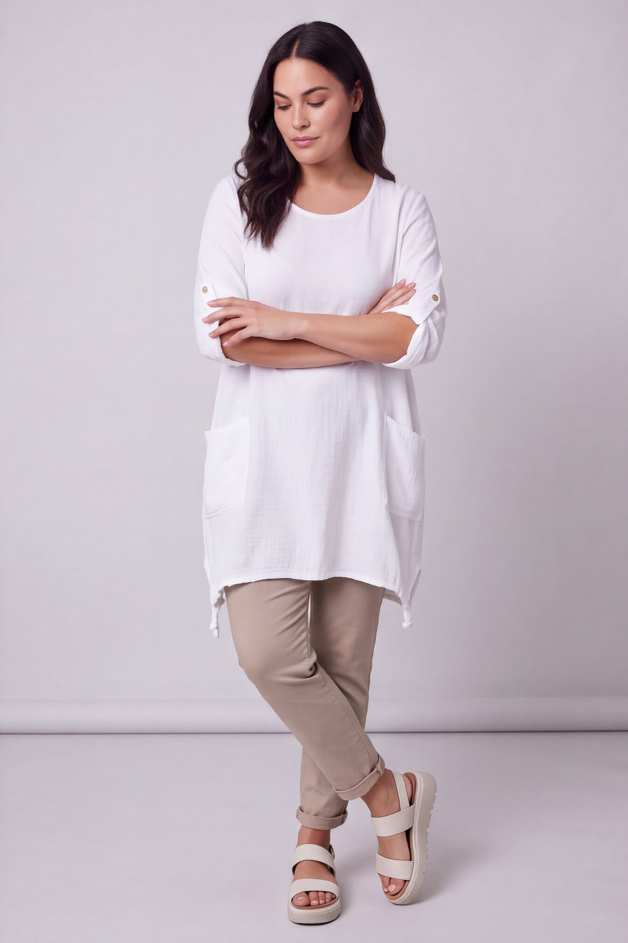 Casey Crinkle Cotton Tunic White