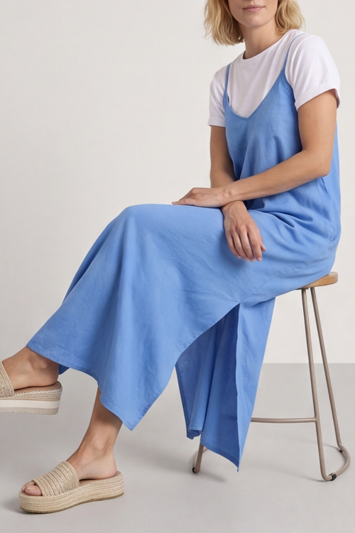 Cesca Strap Linen Dress Powder Blue - Image 3