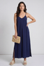 Cesca Strap Linen Dress Navy