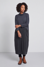 Libby Cowl Neck Cotton Dress Charcoal Charcoal - Libby Cowl Neck Cotton Dress Charcoal