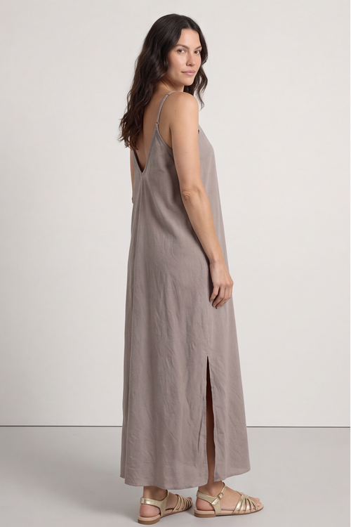 Cesca Strap Linen Dress Mocha - Image 3
