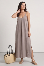 Cesca Strap Linen Dress Mocha Mocha - Cesca Strap Linen Dress Mocha