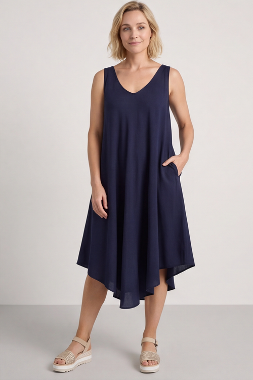 Charlene Sleeveless Dress Navy - Image 2