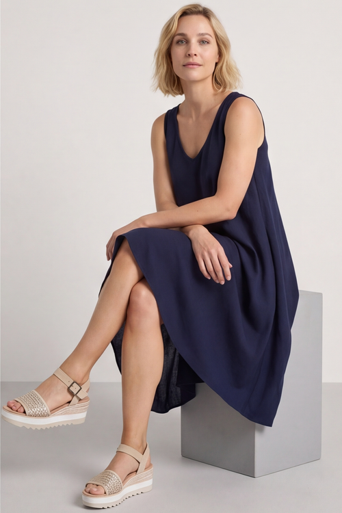 Charlene Sleeveless Dress Navy - Image 3