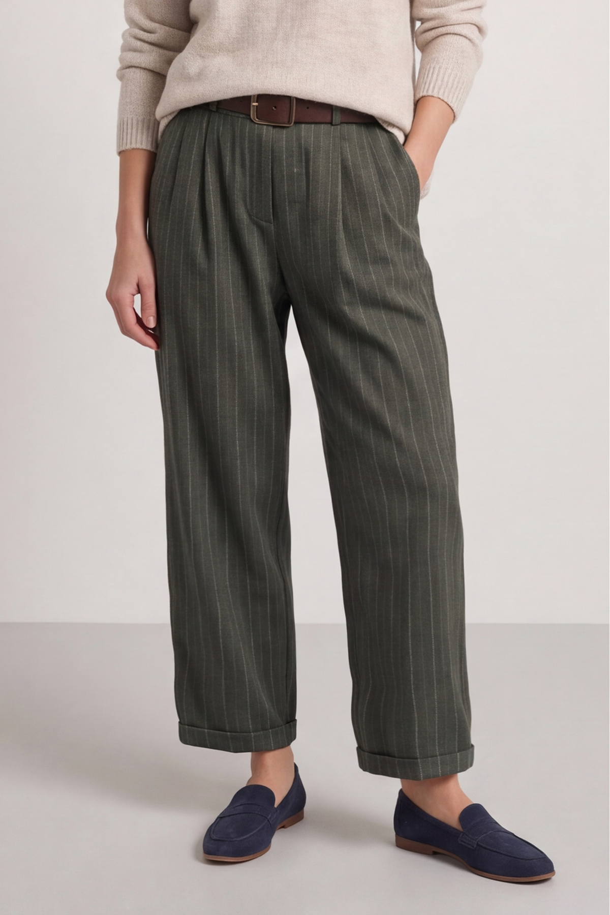 Charlie Belted Trousers Khaki