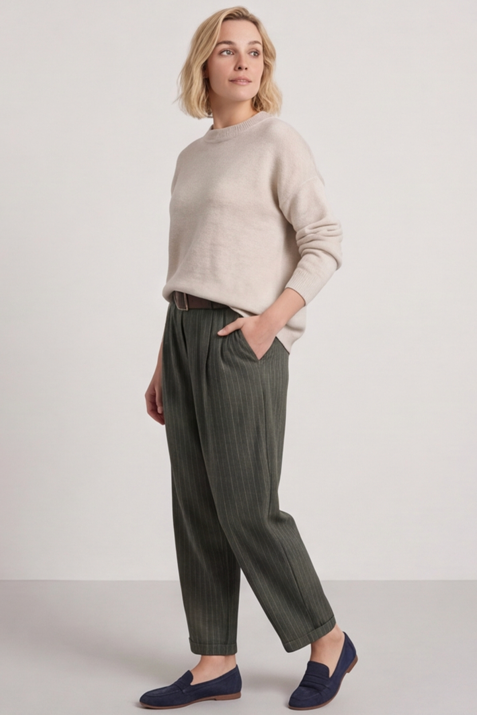 Charlie Belted Trousers Khaki