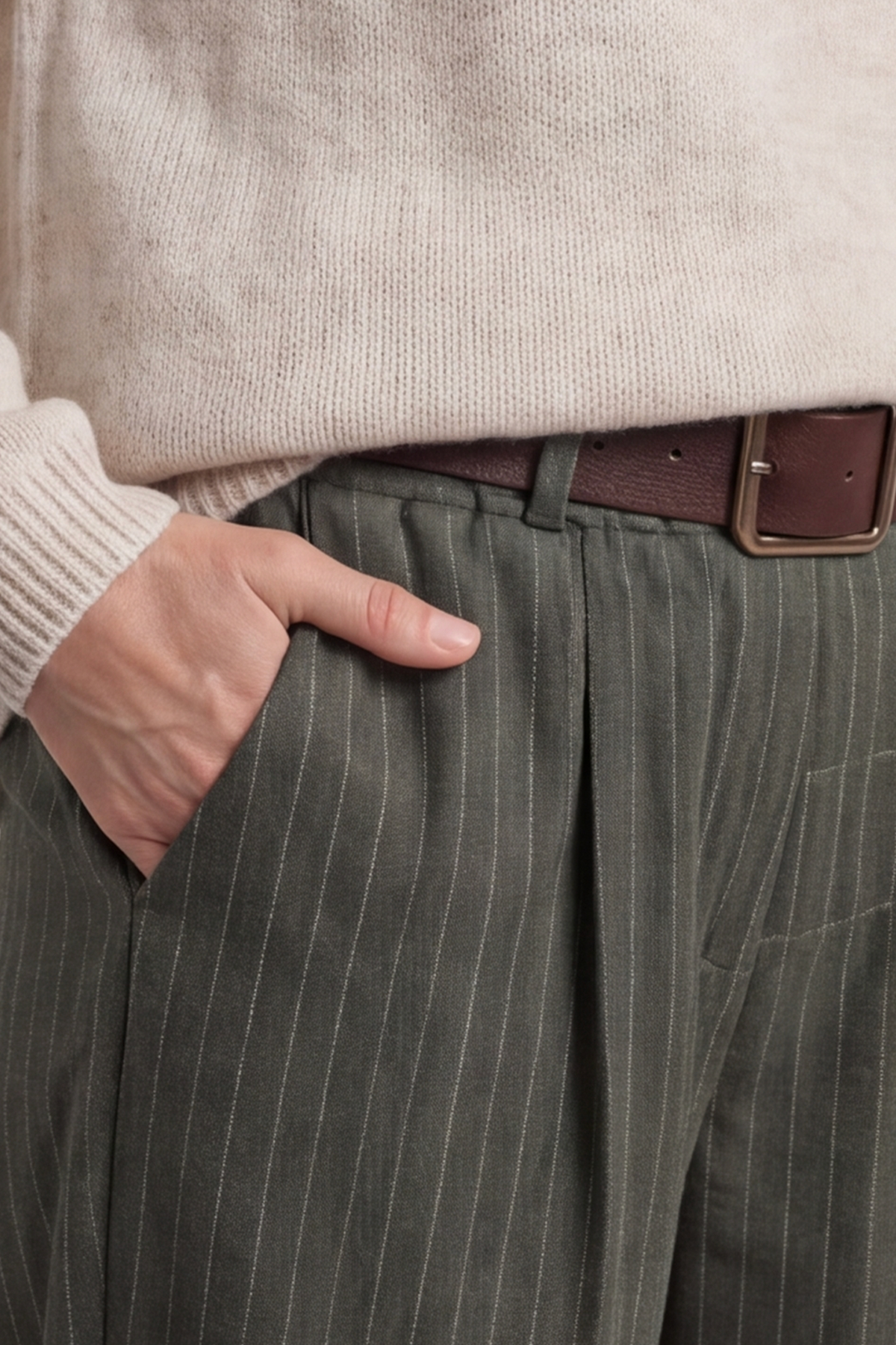 Charlie Belted Trousers Khaki