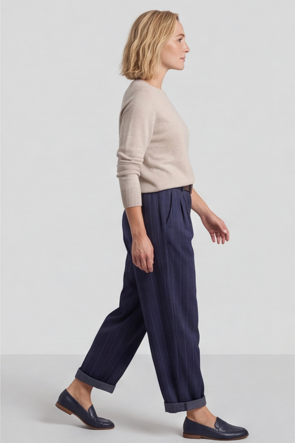 Charlie Belted Trousers Navy