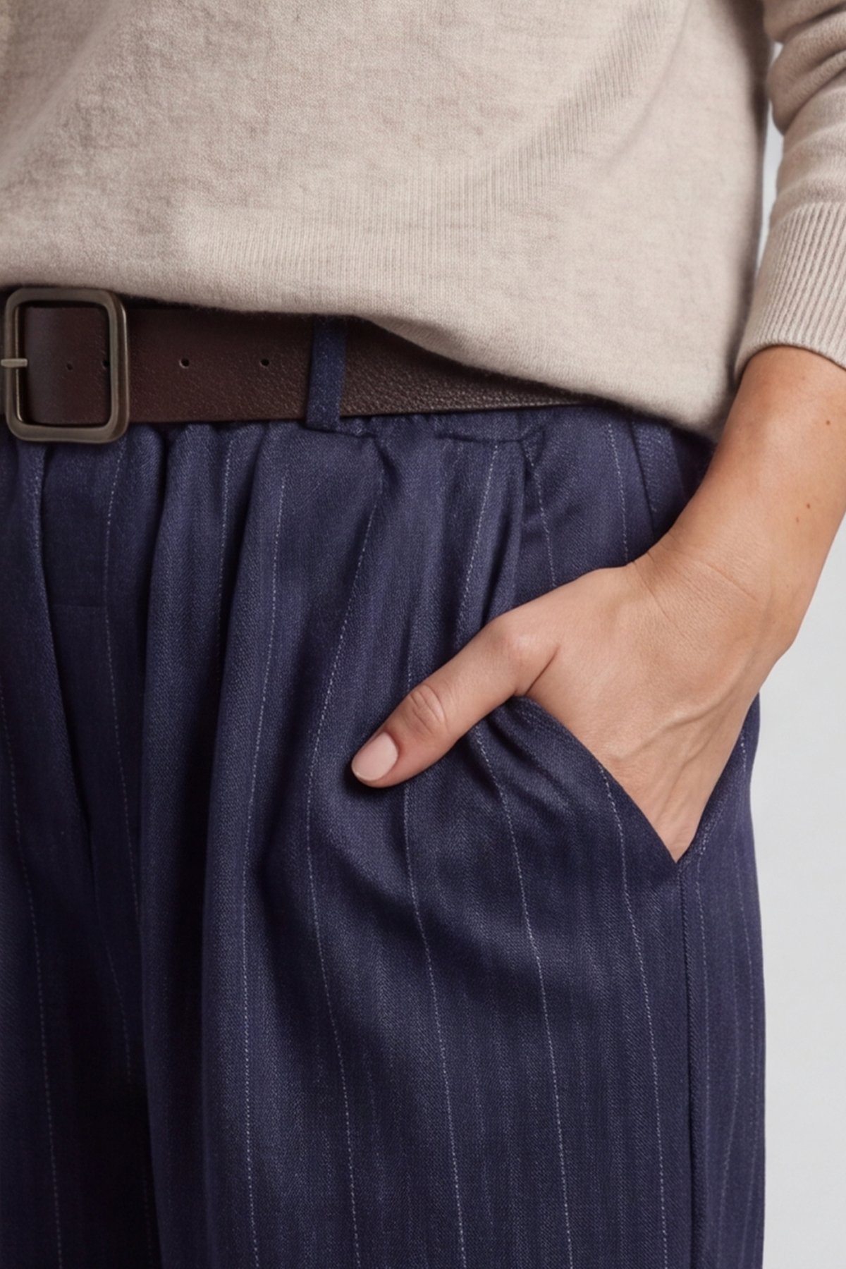 Charlie Belted Trousers Navy
