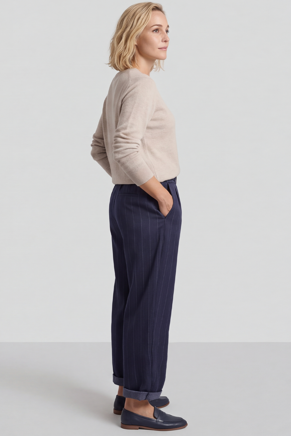 Charlie Belted Trousers Navy