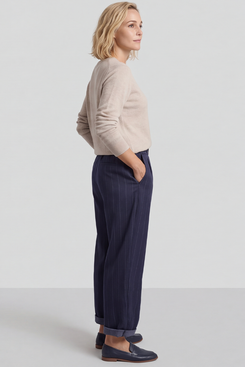 Charlie Belted Trousers Navy - Image 6