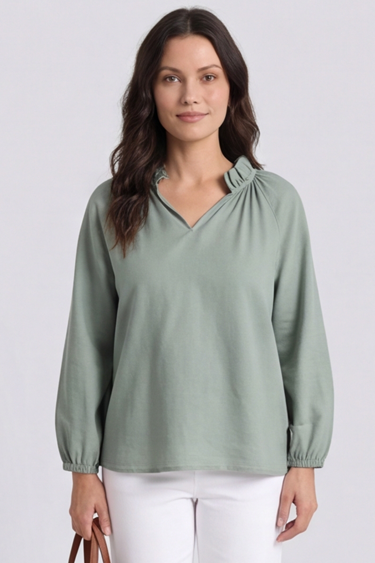 Charmaine Linen Top Khaki