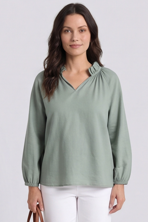 Charmaine Linen Top Khaki - Image 2
