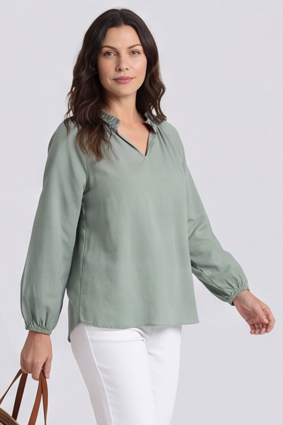 Charmaine Linen Top Khaki
