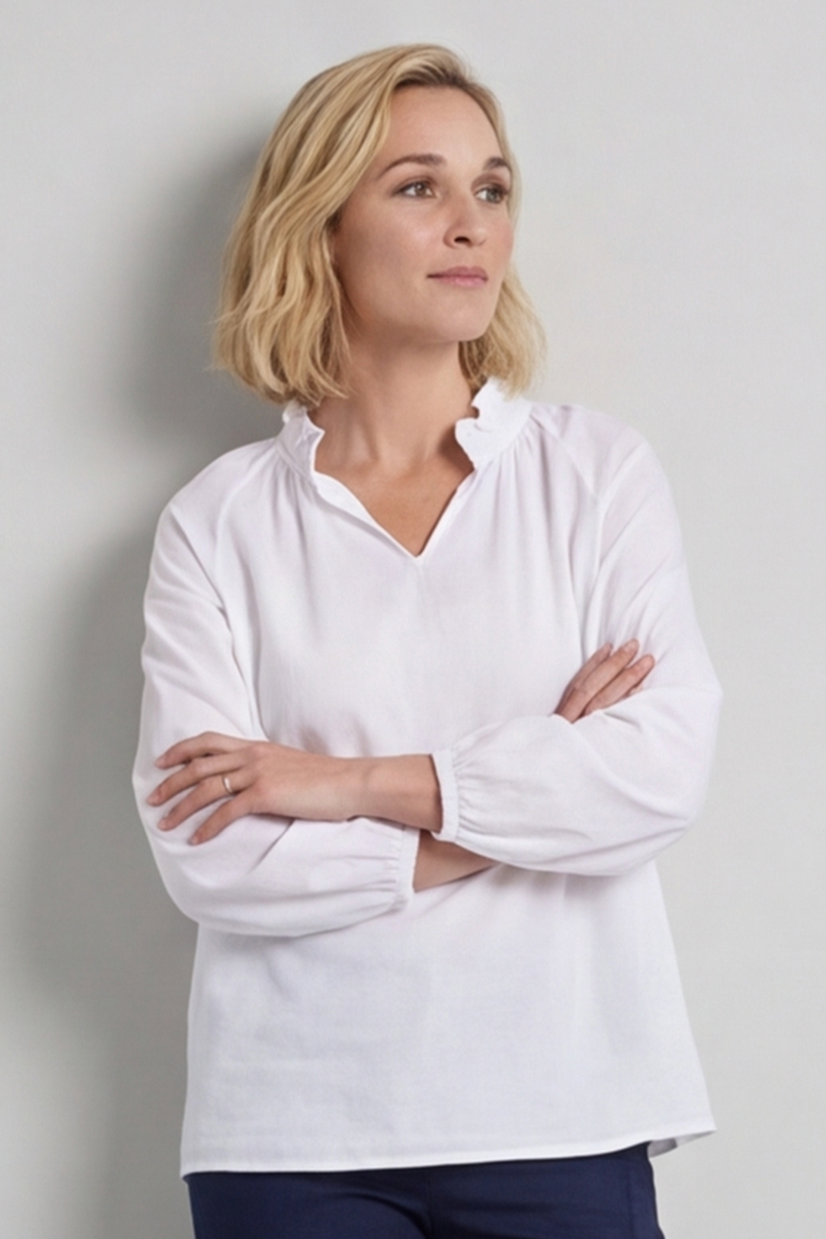 Charmaine Linen Top White