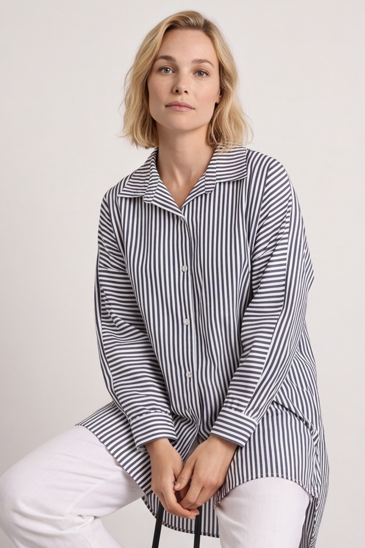 Christina Stripe Shirt Black