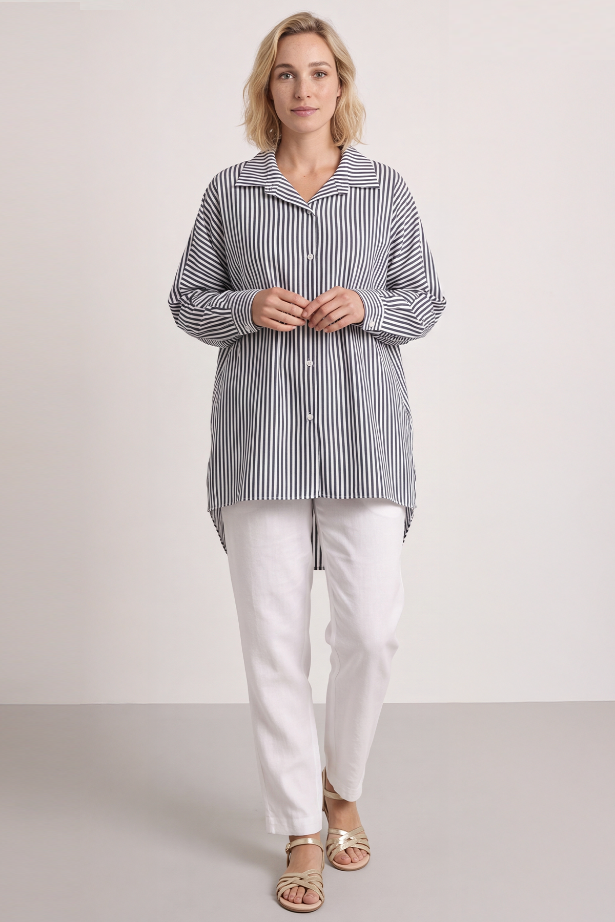 Christina Stripe Shirt Black