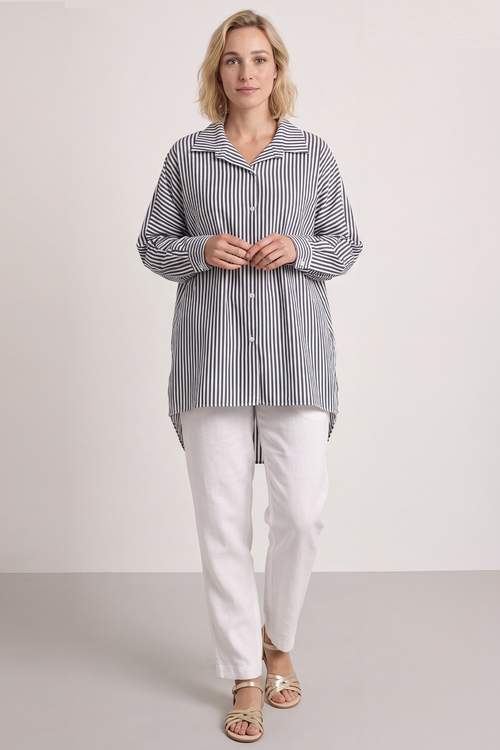 Christina Stripe Shirt Black - Image 4