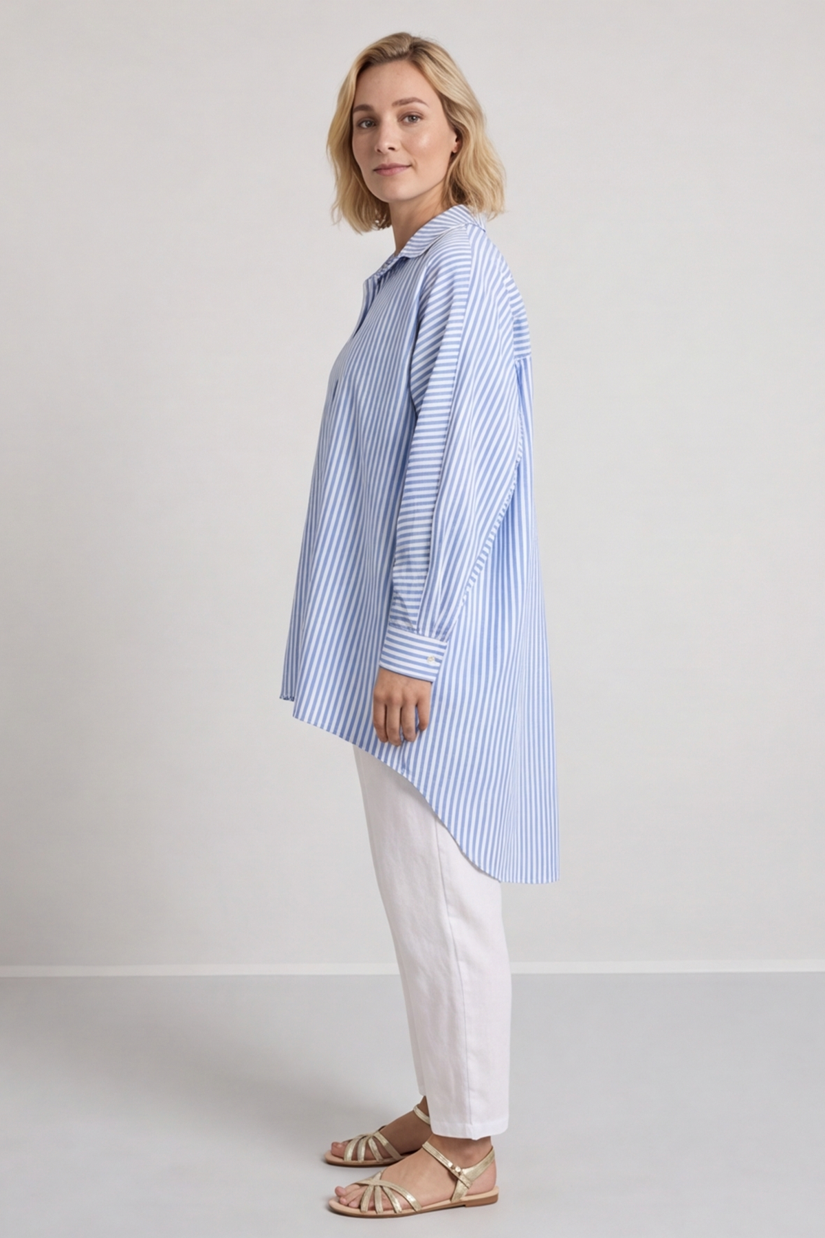 Christina Stripe Shirt Powder Blue