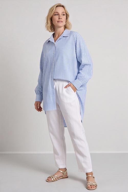 Christina Stripe Shirt Powder Blue - Image 4