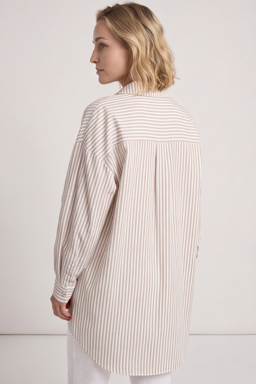 Christina Stripe Shirt Mocha - Image 3