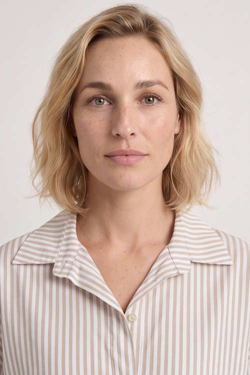 Christina Stripe Shirt Mocha - Image 4