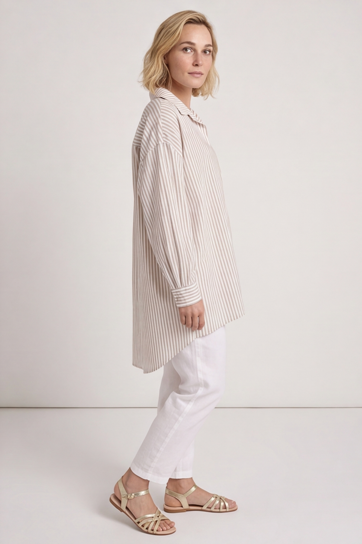 Christina Stripe Shirt Mocha