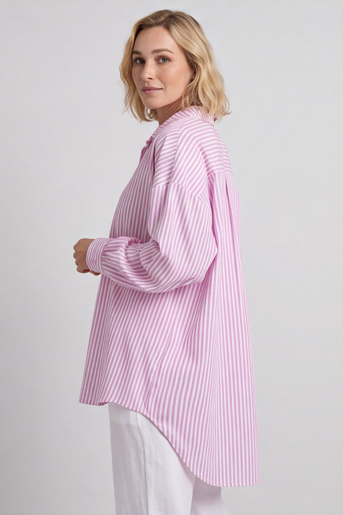 Christina Stripe Shirt Pink - Image 1