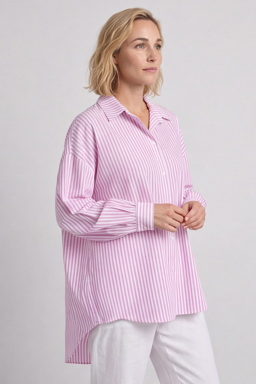 Christina Stripe Shirt Pink - Image 3