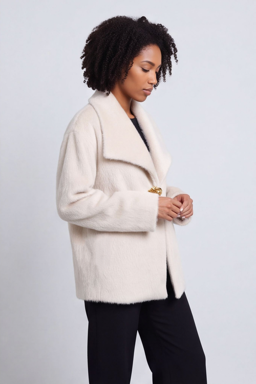 Christine Fluffy Jacket Stone - Image 6