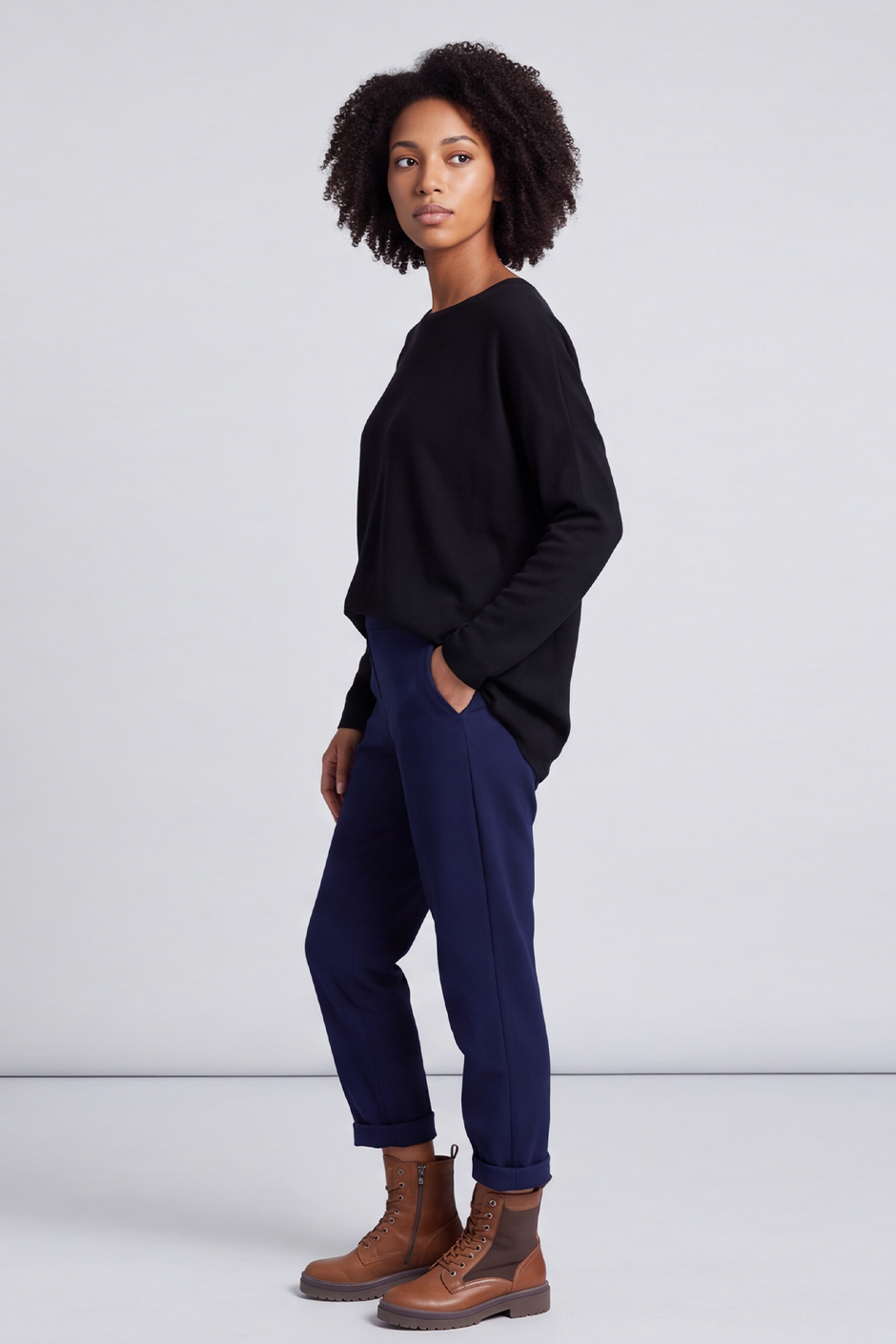 Colby Straight Leg Trousers Navy