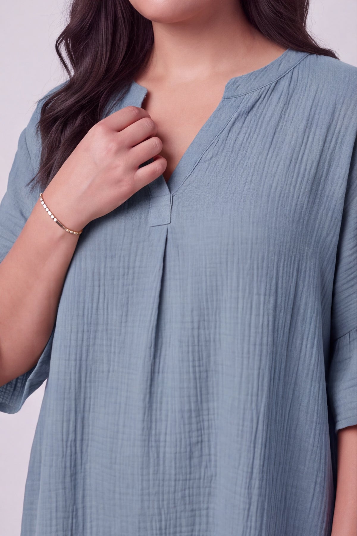 Crespa Crinkle Cotton Dress Powder Blue