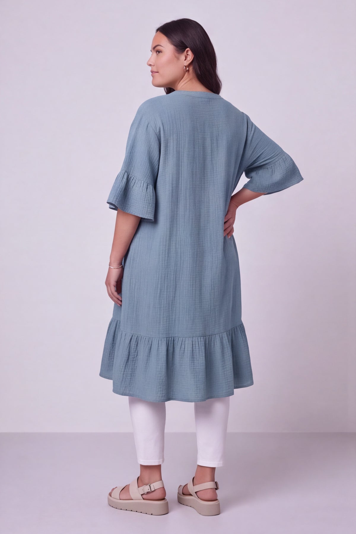 Crespa Crinkle Cotton Dress Powder Blue