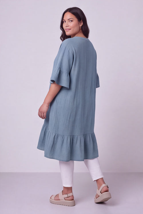 Crespa Crinkle Cotton Dress Powder Blue - Image 1