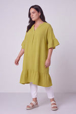 Crespa Crinkle Cotton Dress Green Lime - Crespa Crinkle Cotton Dress Green