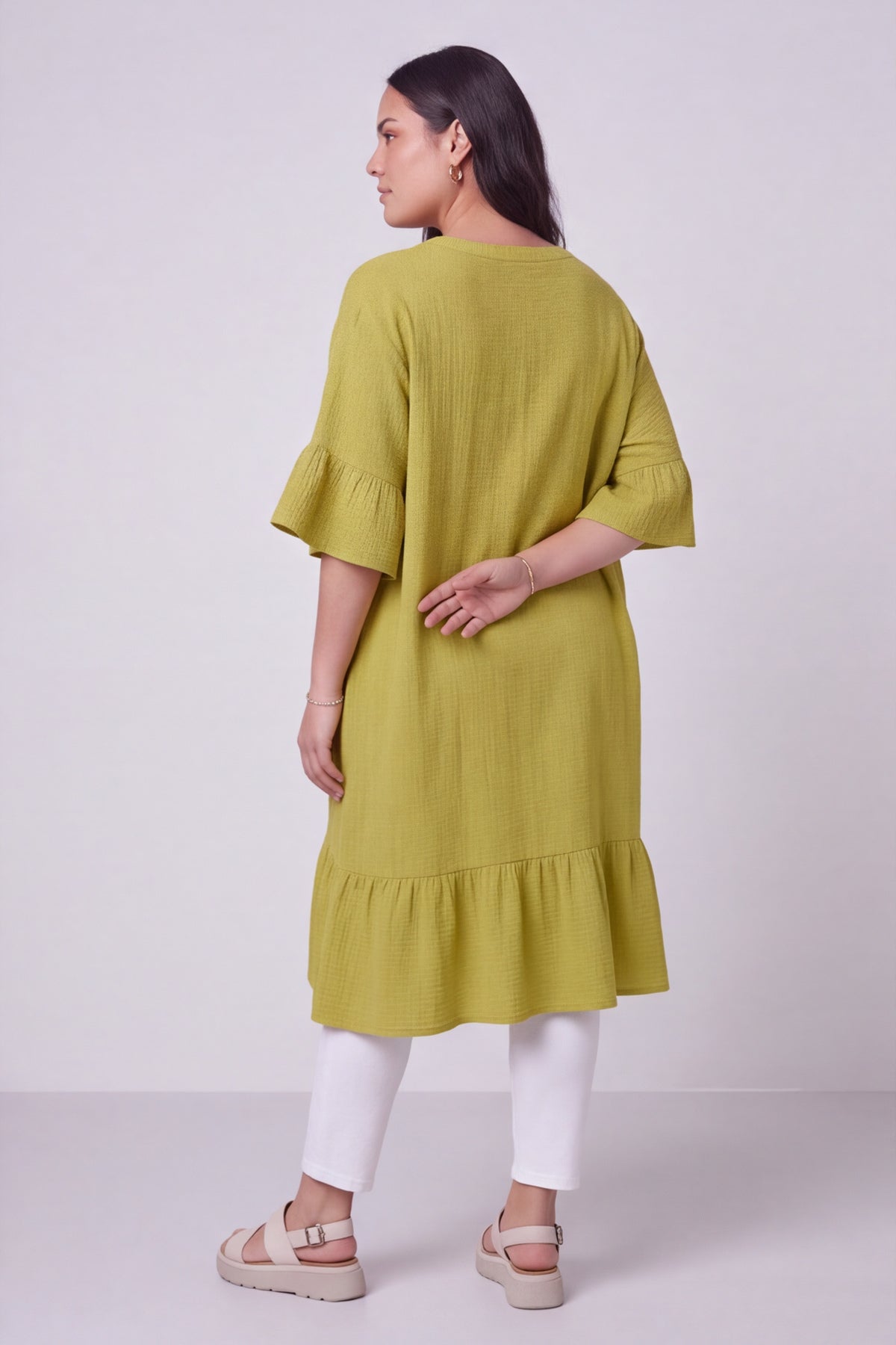 Crespa Crinkle Cotton Dress Green