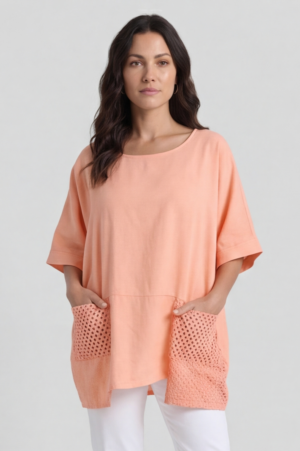 Cressida Crochet Detail Linen Top Orange