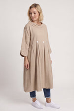 Cromer Button Detail Linen Dress Camel Camel - Cromer Button Detail Linen Dress Camel