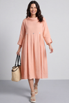 Cromer Button Detail Linen Dress Coral