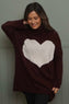 Azura Heart Polo Neck Jumper Wine