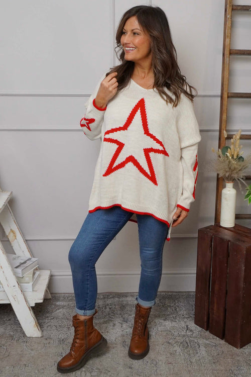 Kimbra Star Knitted Jumper Stone - Image 2