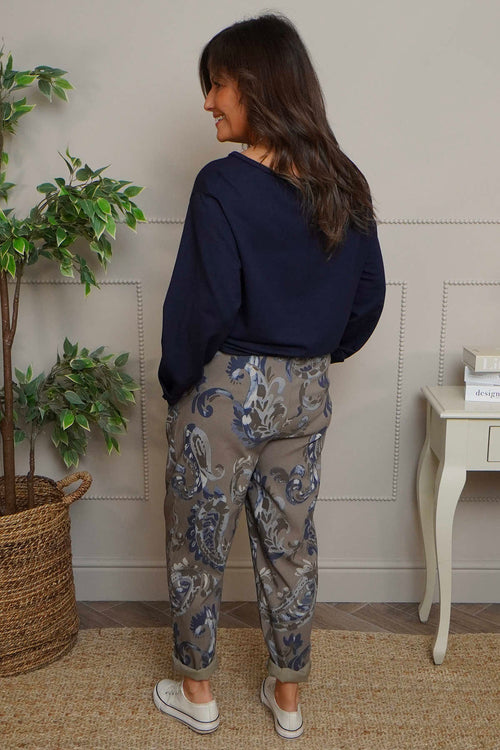 Lilah Print Cotton Trousers Mocha - Image 4