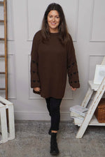 Irma Heart Sleeve Knitted Jumper Cocoa Cocoa - Irma Heart Sleeve Knitted Jumper Cocoa