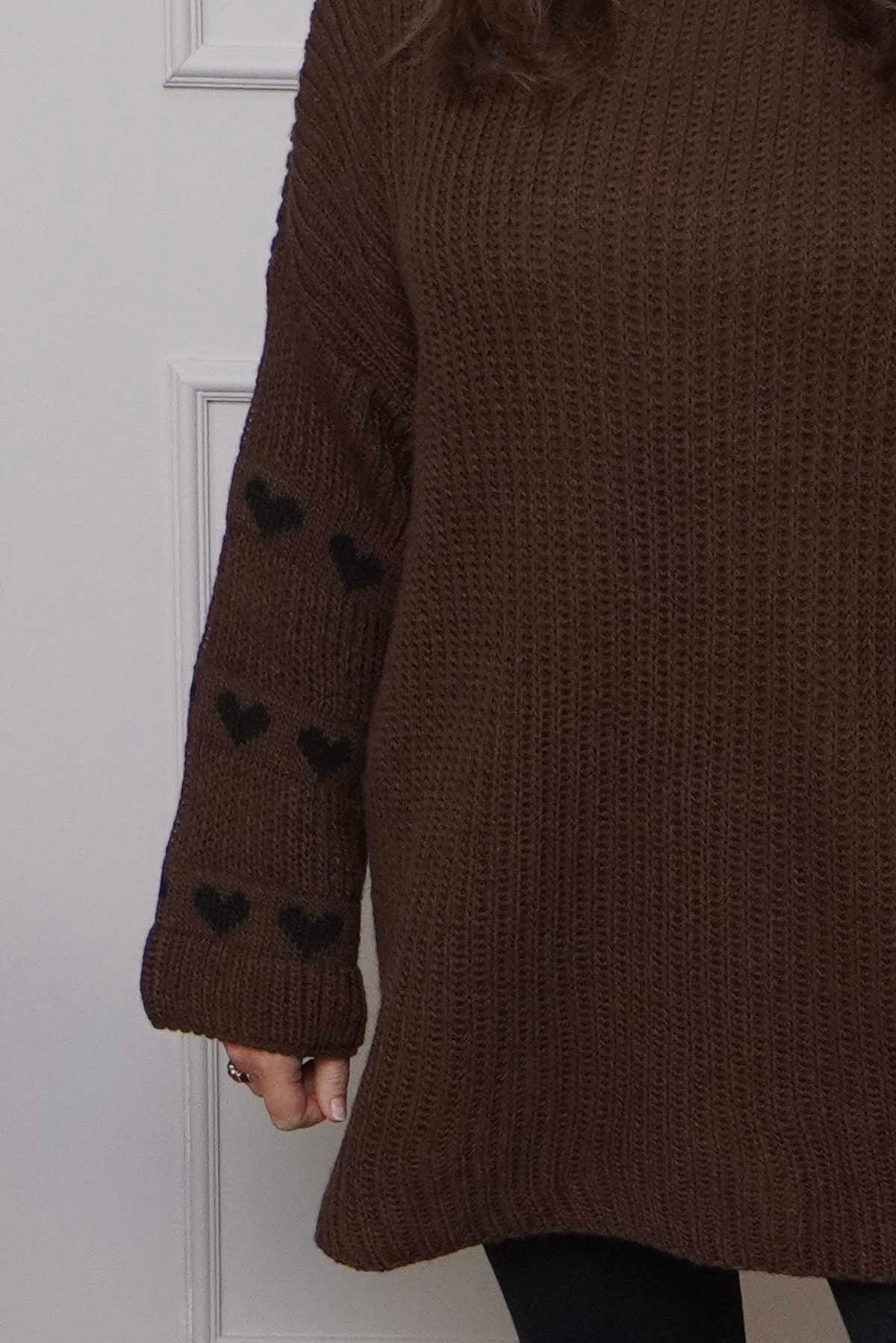 Irma Heart Sleeve Knitted Jumper Cocoa